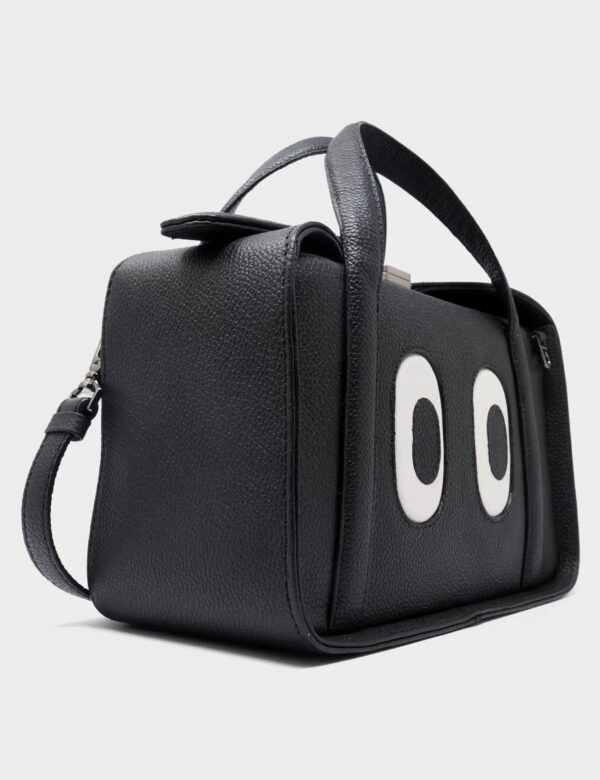 Benji Medium Crossbody Black Leather Bag - Look Up 👀